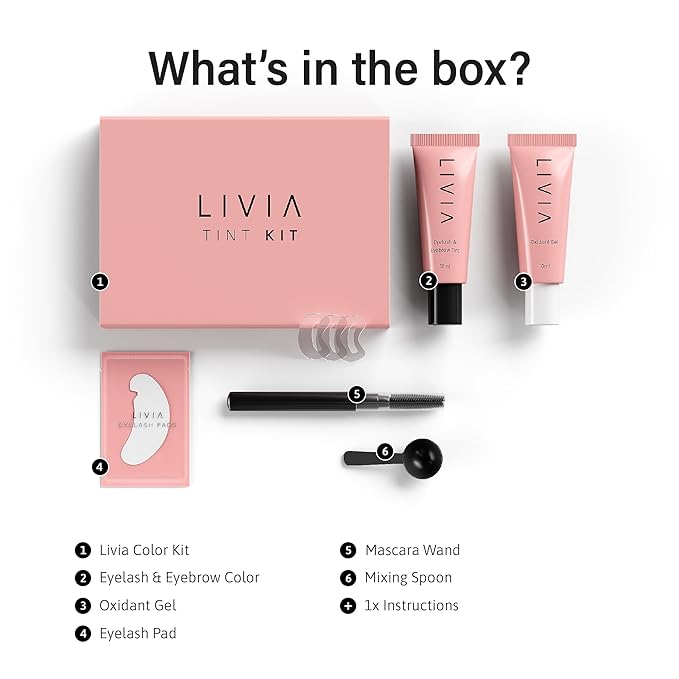 Livia - Black Eyelash and Eyebrow Color Set – Long-Lasting, Natural-Looking Color for 4 Weeks – Vegan, Gentle for Sensitive Skin – Easy DIY Solution
