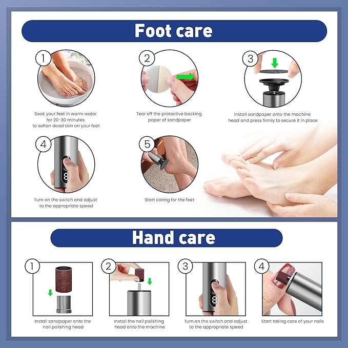 Electric Foot Callus Remover,2 in1 Rechargeable Callus Remover for Feet,9-Speed Cordless Electric Foot File Nail Grinder,Foot Scrubber Pedicure Tools for Dead Skin Dry Cracked Feet (Black Fold)