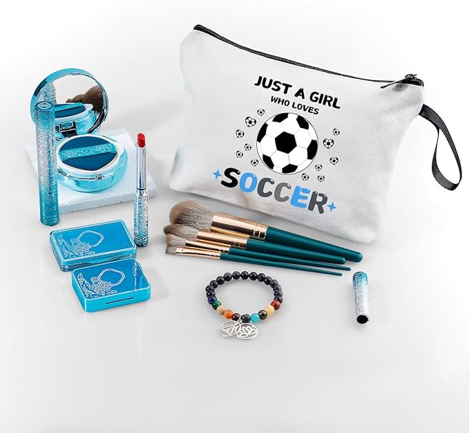 Soccer Gifts,Soccer Coach Gifts,Soccer Gifts for Girls,Cosmetic Bags for Women,Birthday Gifts for Girls,Soccer Mom Essentials,Daughter Gifts from Mom,Friendship Gifts for Women