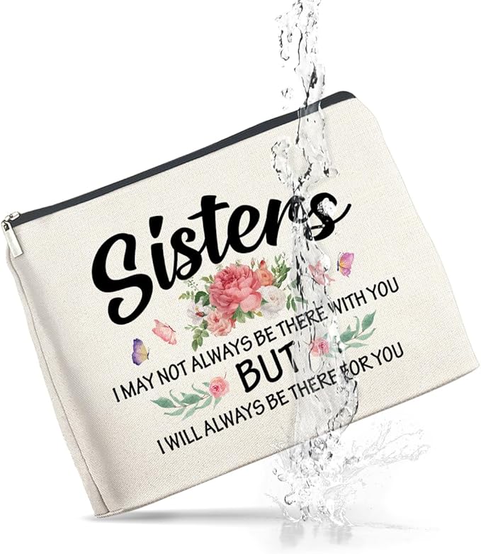 Sisters Gifts Makeup Bag, Gifts for Bestie Best Friend Sister Christmas Birthday, Sisters Cosmetic Bag Zipper Makeup Pouch