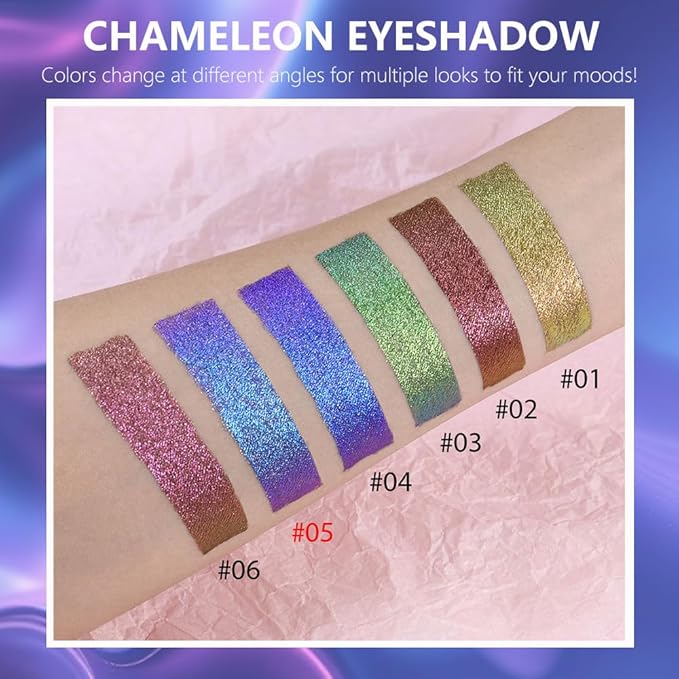 evpct Sapphire Blue Duochrome Chameleon Liquid Eyeshadow, Multichrome Metallic Glitter Liquid Eye Shadow Makeup for Women, Waterproof Multi Color Shifting High Pigment Holographic Iridescent Eyeshadow