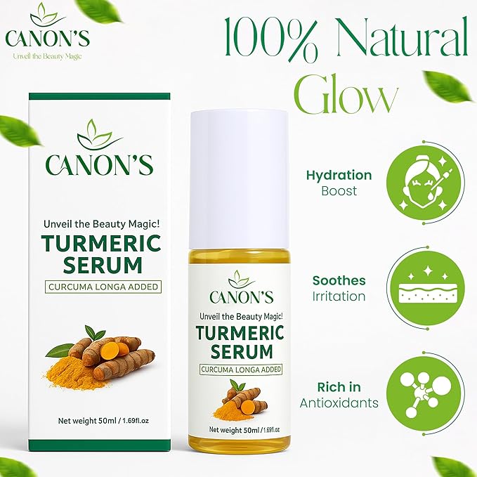 Turmeric Brightening Serum for Face with Hyaluronic Acid, Aloe Vera, Vitamin C & E – Brightening, Hydrating & Dark Spot Facial Serum – Leaves Skin Soft, Smooth / 1.69 fl oz