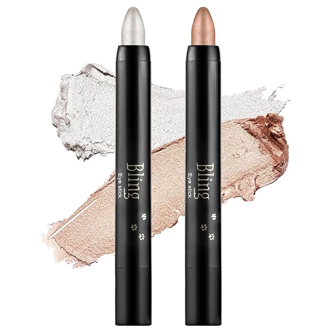 Boobeen Eyeshadow Pencil Crayon Waterproof Stick Shimmer Cream Pen - Create Glitter Eye Makeup, Easy to Use (01#+15#)