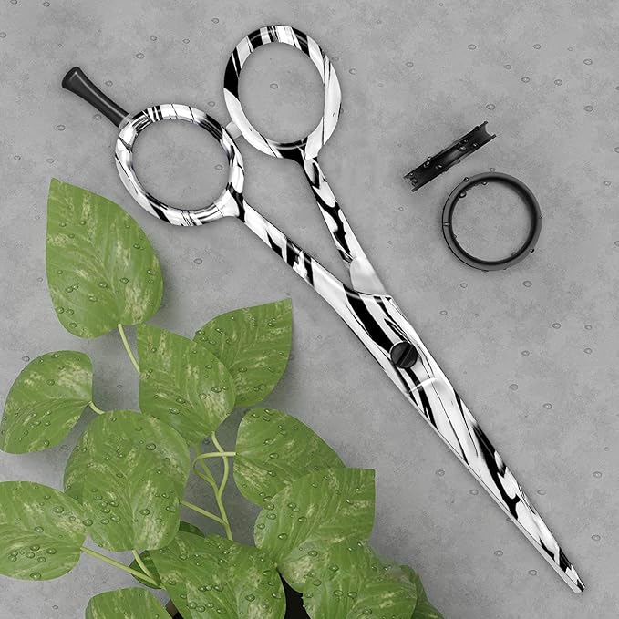 BEAUTICONE ® Hair Cutting Scissors - High Carbon SS 6.5" Professional Barber-Grade Salon Shears with Serrated & Razor Edge - Black Premium Gift Box with Leather Pouch & Extra Accs - Ultra Lightweight