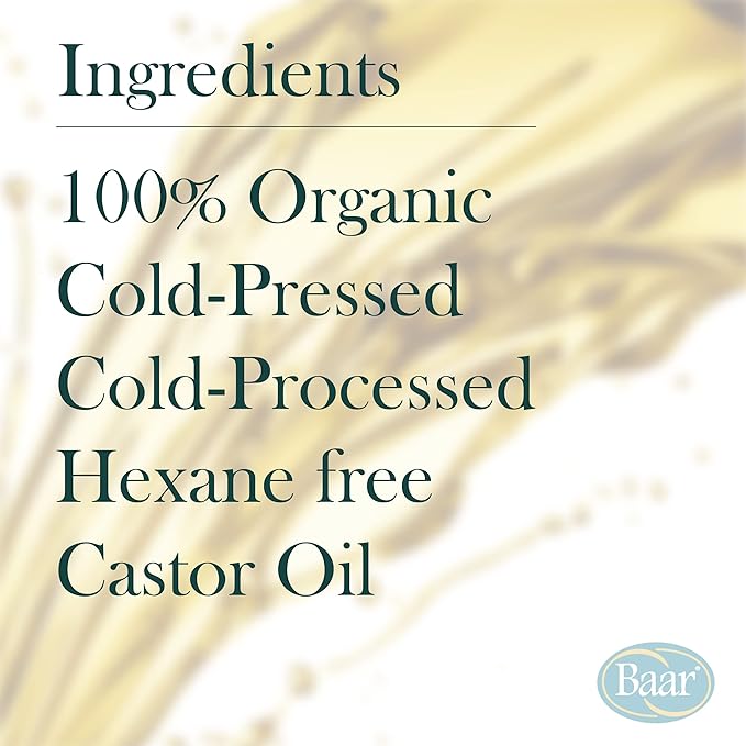 Baar Organic Castor Oil for Eyelash, Eyebrow and Hair Renewal, Skin Repair and Protection, Detox & Cleansing and Relief for Sore Muscles and Stiff Joints, Cold Pressed, Hexane Free, 128 fl oz / 1 gal