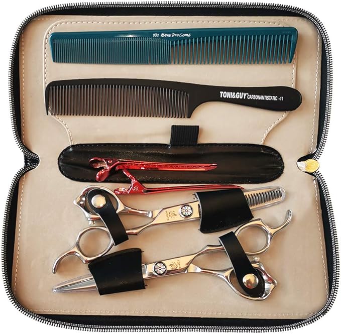 Fenice Professional Hair Cutting Thinning Shear- 8 in 1 Hairdressing Scissors Set - Barber Hair Cutting Scissors/Shears（5.5 inch）