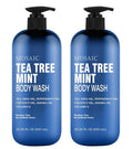 Tea Tree Body Wash with Mint & Shower Gel with Vitamin E for Jock Itch, Eczema, Ringworm, Body Odor, Body Wash Women & Men with Added Body Oils,LARGE 20.2 FL Oz Bottle (Tea Tree Mint, Pack of 2)
