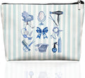 Chinoiserie Hairstylist Gifts Women Makeup Bag Make Up Bag, Blue Bow Cosmetic Bags for Hairstylists, Hairdresser Gifts for Cosmetology Student Teen Girls