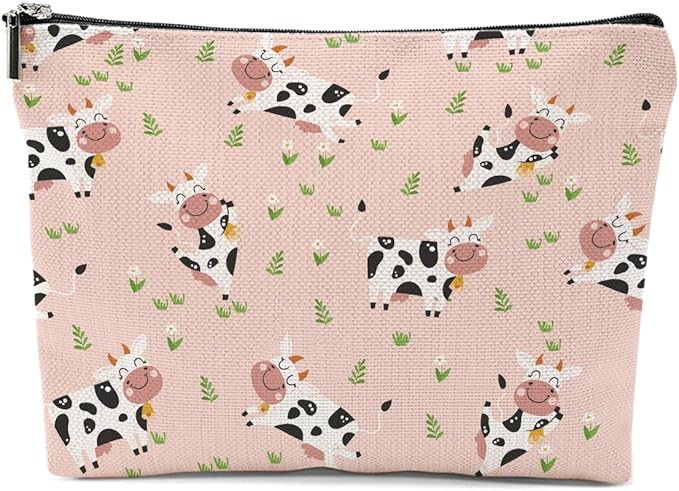 Cow Gifts, Cow Print Stuff Makeup Bag, Cosmetic Bag Travel Pouch, Animal Lovers Friendship Graduation Birthday Gifts for Women Girls Daughter Sisters Wife Best Friend