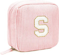 LETGO Birthday Gifts for Women Small Personalized Initial Monogram Makeup Bag,Preppy Corduroy Makeup Bags Travel Toiletry Bag Cute Pouch Purse for Her Mom Girlfriend Wife Sister Teacher Bridesmaid