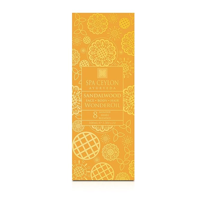 SPA CEYLON Wonder Oil Sandalwood, Luxurious Moisturizing Body Oil with Ayurvedic Herbs, Non-Greasy Natural Skin & Hair Nourishment, Vegan & Ethical,100ml