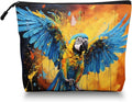 Cosmetic Bags Travel Makeup Toilet Case Waterproof Pouch for Women Girls 6.7X9.45inches - Dynamic Macaw With Spread Wings in A Splashed Background