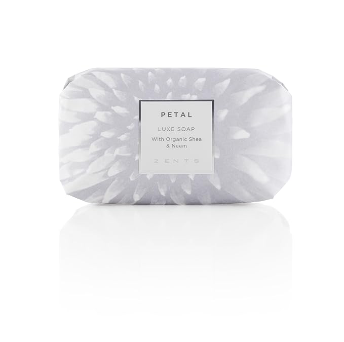 Zents Triple-Milled Luxe Bar Soap (Petal Fragrance) | Moisturizing Soap with Organic Shea Butter | Gentle Hand & Body Wash | Nourishes & Softens Skin | 5.7 oz