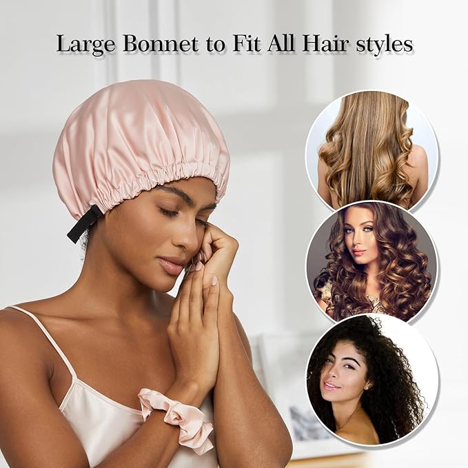 Satin Bonnet Silk Bonnet for Sleeping Women Double Layer Hair Bonnet Wrap Sleep Cap Gifts for Women Curly Hair