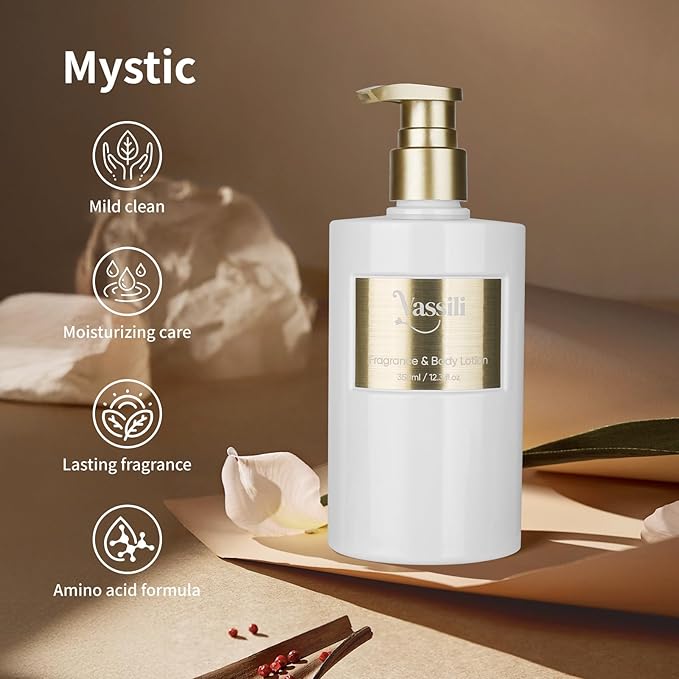 Vassili Scented Body Lotion for Women with Shea Butter & Vitamin E to Firm, Hydrate & Leave Skin Silky-Smooth, a Natural Moisturizer with a Long-Lasting Fragrance for All Skin Types-Mystic Mist