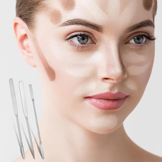 6 Pcs Stainless Steel Makeup Spatula Reusable Cosmetic Cream Spatulas Multi-functional Beauty Spatula Cosmetic Mixing Tool for Skincare Even Application Foundation