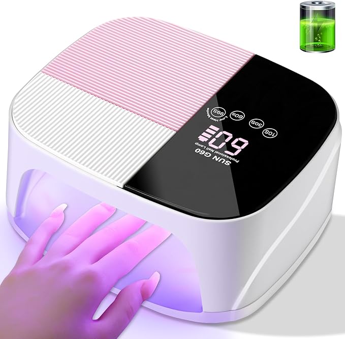 LIMEGIRL UV LED Nail Lamp Kit for Gel Polish Professional Fast Curing White Dryer Light Set with 45PCS Lamp Beads and Gloves and Auto Sensor Cordless Rechargeable Nail Art Cure Machine for Manicure