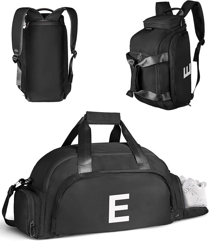 14 Year Old Boy Birthday Gifts, Initial Gym Bags with Shoe Compartment, Dance Bag for Girls, Monogram Kid Overnight Bags, Carry on Travel Duffel-Perfect for Basketball Soccer (Letter E)