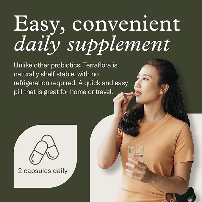 Enviromedica Terraflora Deep Zen Synbiotic - Spore Based Probiotics and Prebiotics for Gut Health & Mood Support, Organic Soil Based Probiotic Supplement for Men and Women 60 Capsules