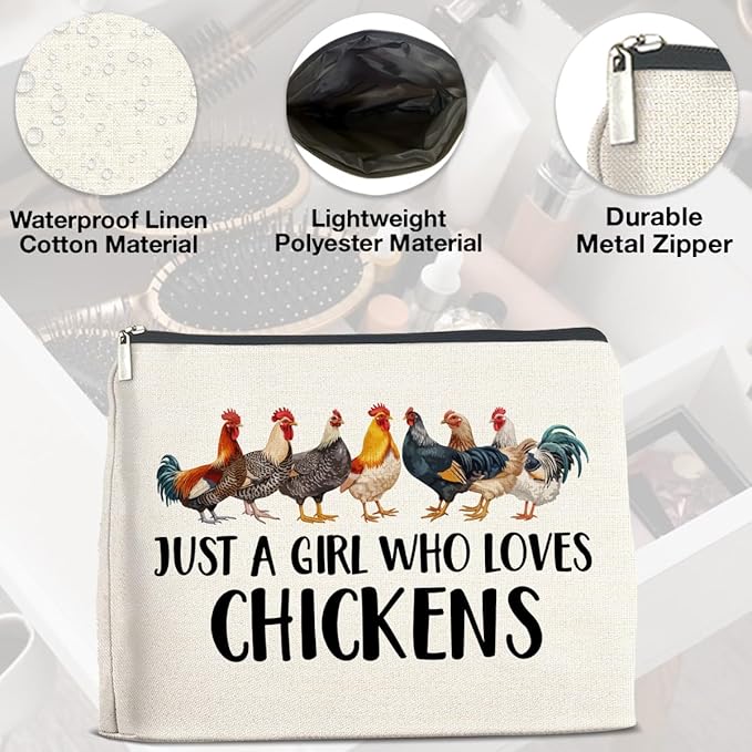 Chickens Gifts Makeup Bag Funny Chickens Gifts for Girl Women Cosmetic Bag Zipper Makeup Pouch Gift
