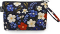 Gloppie Small Makeup Bag for Purse Lightweight Cosmetic Bag Floral Makeup Pouch for Women Blue Red Flower