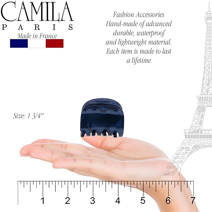 Camila Paris CP3269 French Hair Clip for Women, Small Handmade Blue, Girls Hair Claw Clips Jaw Fashion Durable and Styling Hair Accessories for Women, Strong Hold No Slip Grip, Made in France