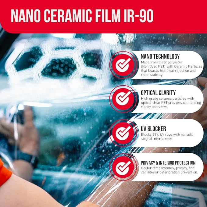 United Ultra Ceramic Window Tint 2PLY Nano Ceramic Film 42% 40Inch (Width) x 100Feet/Roll with High Heat Rejection 80-95% IRR - Car Window Tint Blocks UV/IR Rays Color Stability Adhesive Film