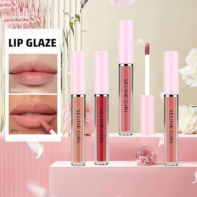 Matte Lip Gloss, Lip Gloss Silky Smooth Finish, Lipgloss Makeup Colorful and Creamy Texture, Lipstick for Every Occasion, Lip Oil Moisturizing and Hydrated #05