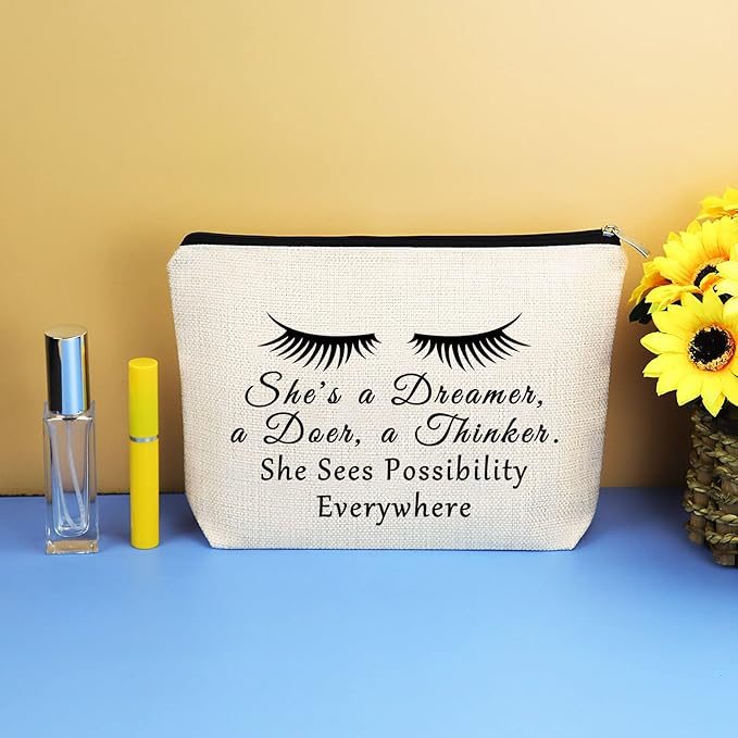 Inspirational Gifts for Coworker Women Makeup Bag Boss Leader Boss's Day Gifts Motivational Gift for Her Wife Daughter Sister Aunt Best Friend Cosmetic Bag Graduation Christmas Gift Travel Pouch