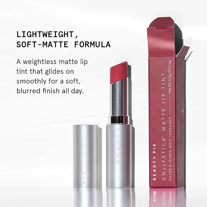 Beauty Pie Unlipstick Modern Matte Lip Tint – Unauthorized (Cool-Tone Red), Hydrating Matte Finish, Long-Wearing 0.11 oz