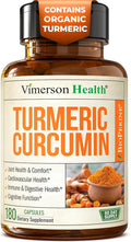 Turmeric Curcumin Supplement with Black Pepper Extract - High Potency Organic Turmeric 1200mg & 95% Curcuminoids for Joint & Digestive Health - Joint Support Supplement - 180 Vegan Curcuma Capsules