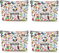 4pcs Soccer Makeup Bags for Women, Canvas Soccer Gifts Cosmetic Bag Pouch Accessories for Players Teams Stuff, Sport Team Birthday Gifts for Soccer Lovers Her Friends Women