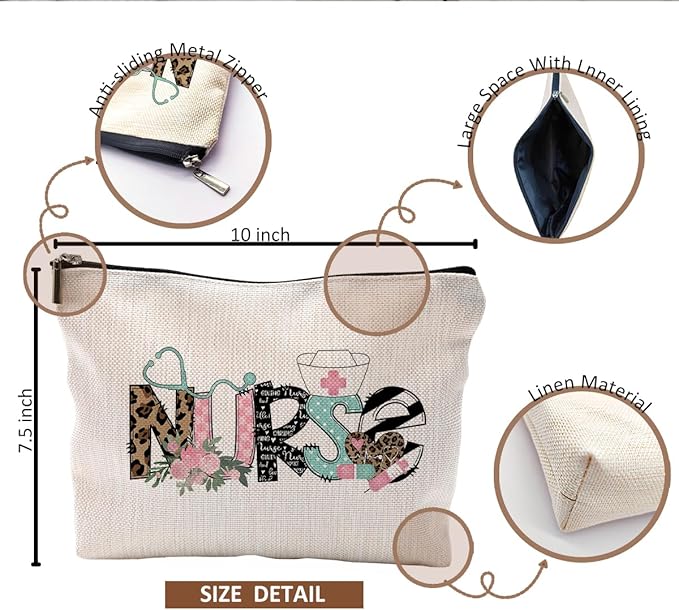 Nurse Cosmetic Bags With Zipper - Gifts for Women & Nursing Students