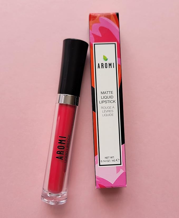 Aromi Matte Liquid Lipstick | Long-lasting, Bright Peachy Coral Lip Color, Vegan, Cruelty-free, Gluten Free Waterproof (Neon Peach)