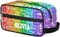 Personalized Name Toiletry Bag, Large Travel Cosmetic Bag Portable Makeup Organizer Bag for Women Bathroom Shower Essentials, Red Green Purple Sequins