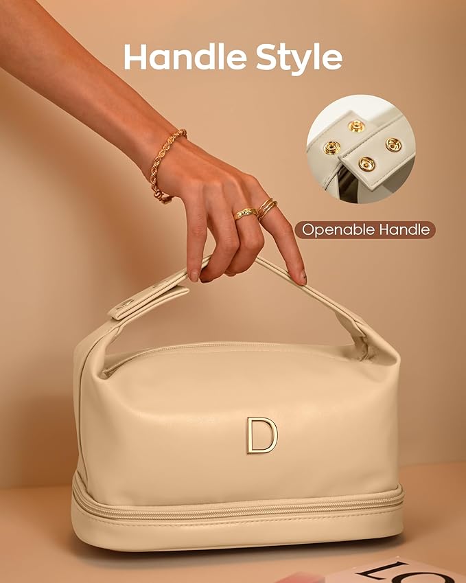Bride Letter Makeup Bag, Bride To Be Gifts Double Layer Cosmetic Bag, Waterproof PU Travel Toiletry Bag for Bachelorette Party Women Wedding Bridal, Bride Gifts