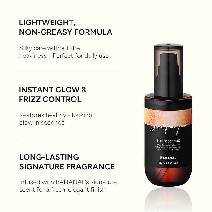 Perfumed Hair Oil & Serum 2-in-1 – Korean Essence Oil for Frizzy, Dry, Damaged Hair & Glass Hair Shine – Argan Oil & Amino Acids – Sulfate & Paraben-Free – Sweet Fresh Pear, 100ml / 3.38 fl oz