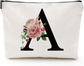 Initial A-Z Personalized Letter Makeup Bag, Monogrammed Bridesmaid Gifts/Presents Cosmetic Bag, Portable Stationery Storage Organizer Pouch, Friendship Love Travel Makeup Bags