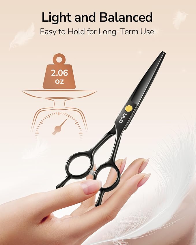 ULG Hair Cutting Scissors Professional Salon Shears 6.5-Inch Ultra Sharp Barber Scissors with PU Leather Case, Left/Right Symmetrical, Stainless Steel Haircut Scissors for Men, Women, Salon & Home Use