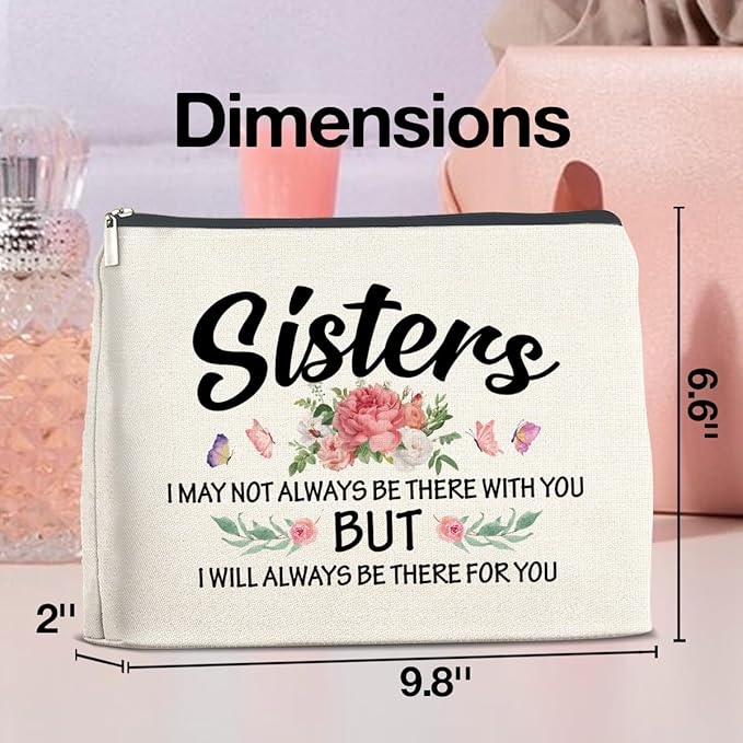 Sisters Gifts Makeup Bag, Gifts for Bestie Best Friend Sister Christmas Birthday, Sisters Cosmetic Bag Zipper Makeup Pouch