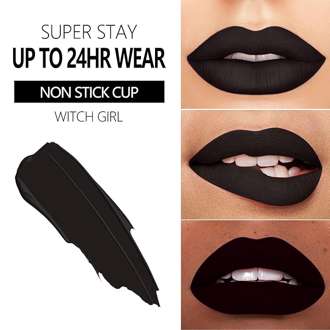 MAKI YIKA Black Lipstick for Women Color Stay Long Lasting Lipsticks, No Smudge Matte Liquid Lipstick Transferproof Cruelty-Free Lip Color |Witch Girl