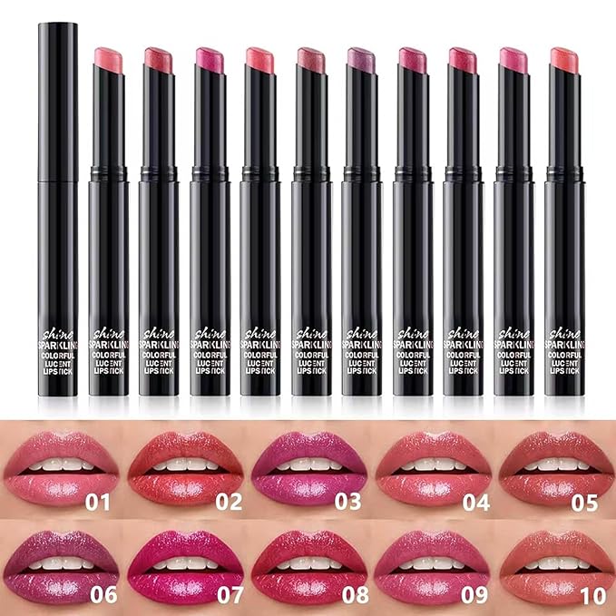Pink Red Lipstick For Women Matte Nude Glitter Highly Pigmented Moisturizing Lip stick Hypoallergenic Waterproof Long Lasting Lipsticks Quick Makeup Lightweight Portable # 01