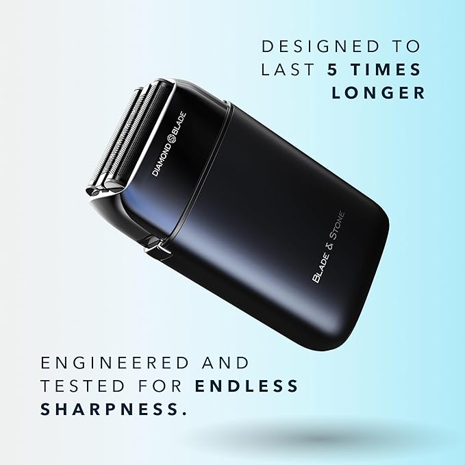 Blade & Stone PS501 Foil Shaver for Men – Dual Foil Cordless Shaver with Graphene-X Blades and 8000 RPM Digital Motor – All-Metal, Rechargeable Wet and Dry Razor – Dark Night