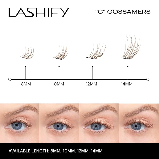Lashify Curl 12mm Gossamer Eyelash Extensions Refill, Ginger Color, DIY False Lashes for a Natural Look