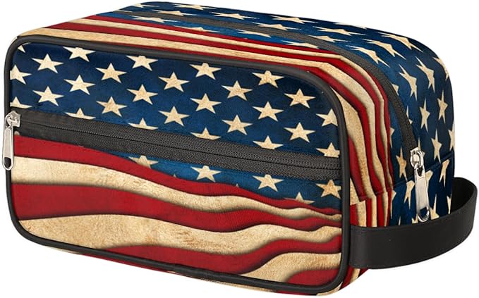 4Th Of July Usa Flag Travel Toiletry Bag for Women Men Lightweight Cosmetic Makeup Bag Organizer Waterproof Shaving Bag Dopp Kit with Large Capacity for Toiletries and Shaving Accessories