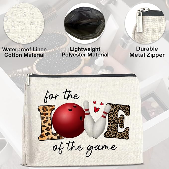 Bowling Gifts Makeup Bag Bowling Team Gifts for Women Coach Cosmetic Bag Bowling Zipper Makeup Pouch Gift, polychrome