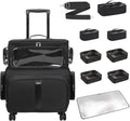 Rolling Makeup Train Case with Large Makeup Case，Professional Makeup Artist Traveling Bag with 7 Small Clear Bags, Cosmetology Case on Wheels, Adjustable Dividers for Cosmetics Makeup Brushes Toiletry