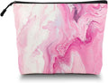 Cosmetic Bags Travel Makeup Toilet Case Waterproof Pouch for Women Girls 6.7X9.45inches - Pink And White Fluid Art