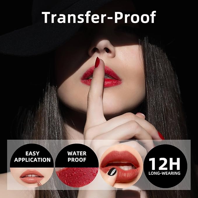 Drak Brown Matte Liquid Lipstick Stay Long Lasting, Highly Pigmented Rich Lip Colors, Smudge-Proof, Waterproof, Transfer-Resistant（Chocolate）
