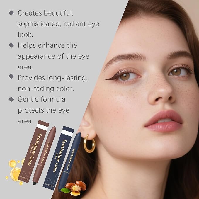 Mitlume Perfect Color Duo-Shadow Liner 2-in-1 Eyeliner & Eyeshadow,Chiura Plum Eyeshadow Stick,Waterproof Smudge-Proof Long-Lasting Makeup, Effortless Smoky or Natural Eye Makeup,Easy to Color(02+05)